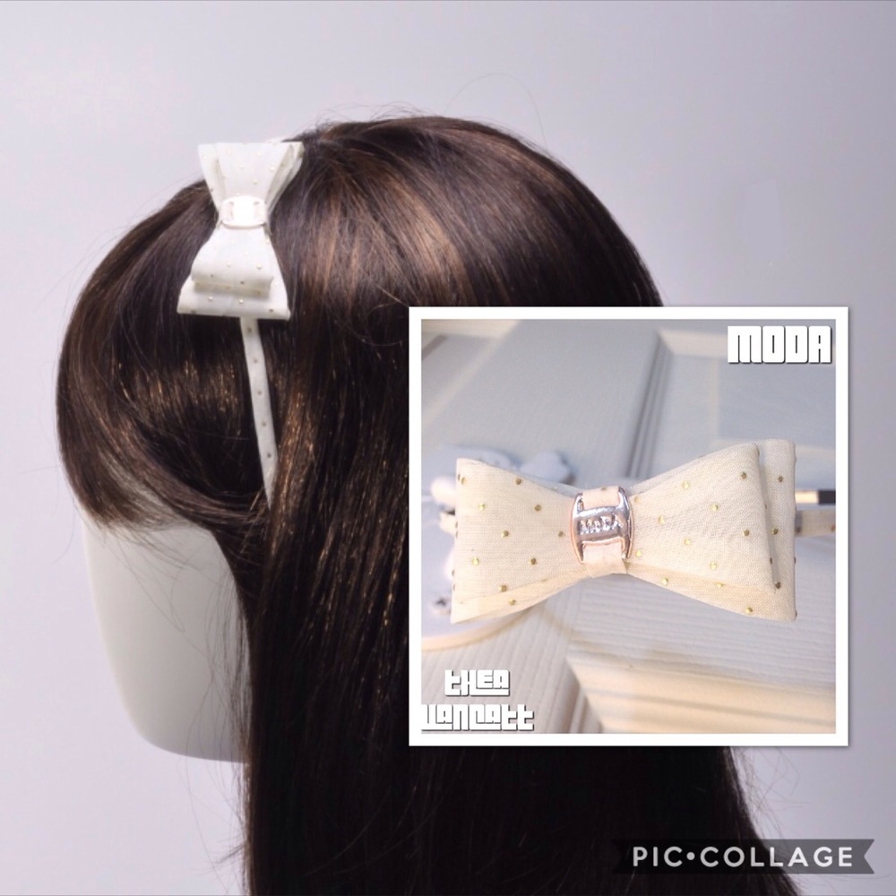 Pearl White Bow Fabulous Girly PolkaDots Headband!